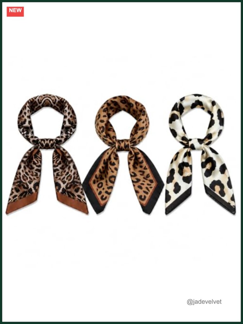 3 Pack Leopard Print Silk Scarves, Women's Cheetah Bandana Scarf, Lightweight